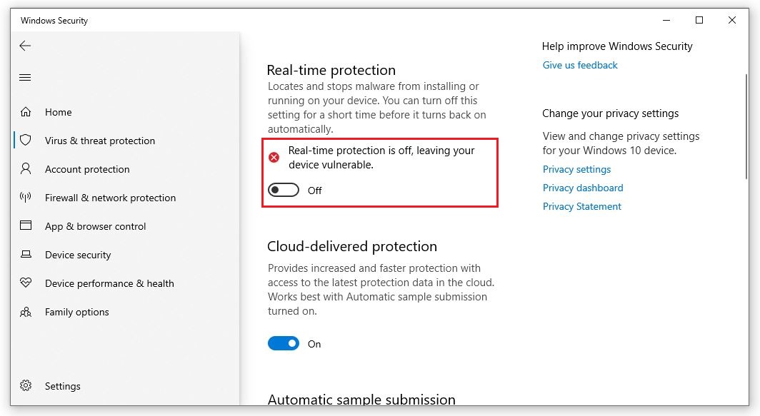 tắt Windows Defender và Antivirus