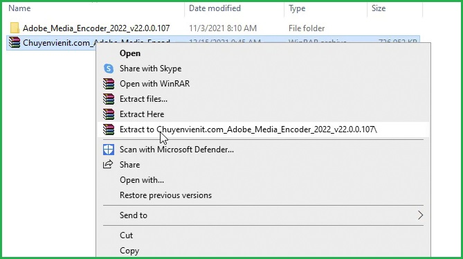 Hướng dẫn cài đặt Adobe Media Encoder 2022