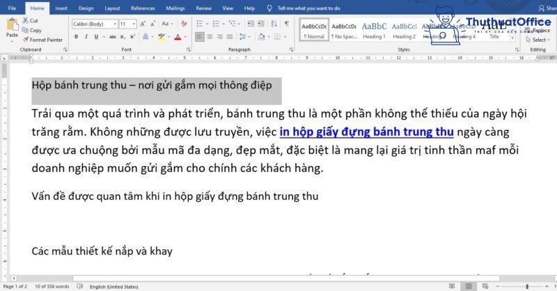 cách tạo Heading trong Word