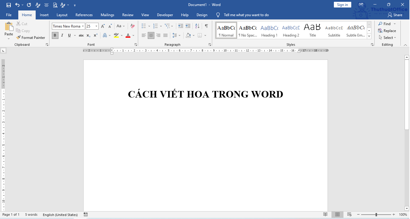 Cách viết hoa trong Word