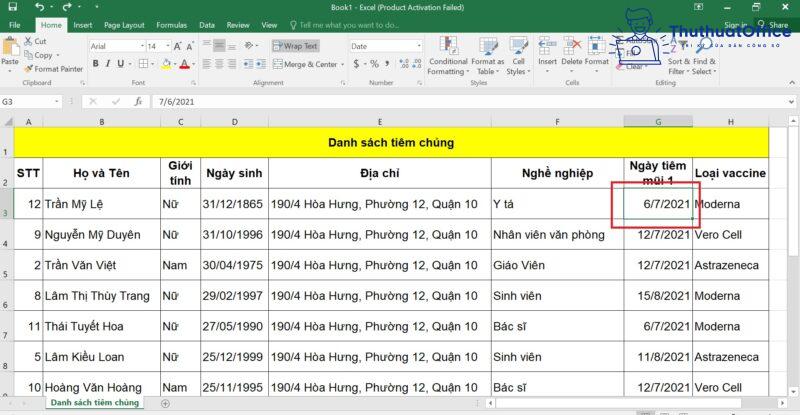 cách SORT trong Excel