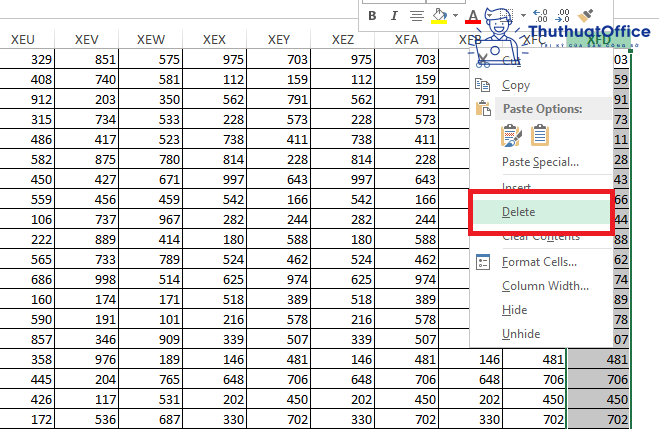 Không insert được cột trong Excel