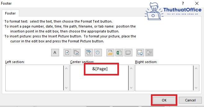 Đánh số trang trong Excel