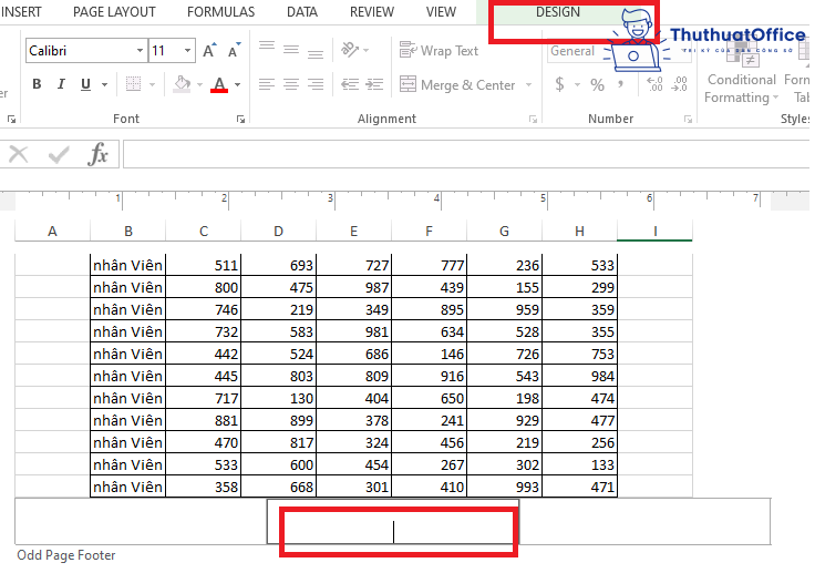 Đánh số trang trong Excel