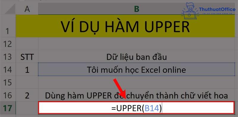 hàm upper trong excel