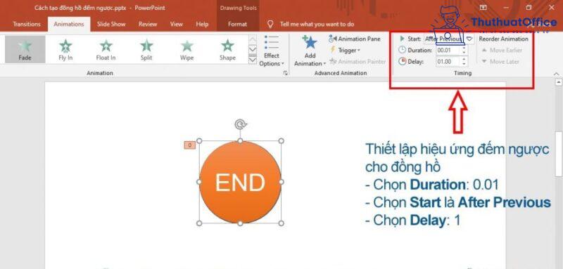 đồng hồ đếm ngược trong PowerPoint