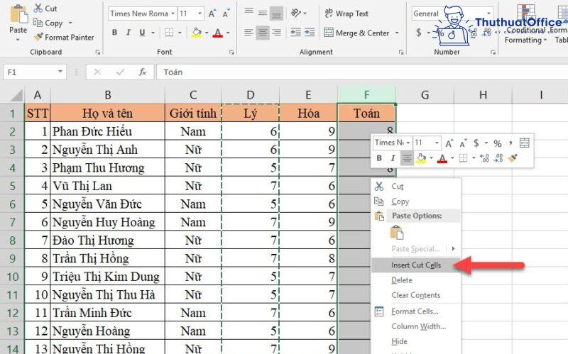 6 cách di chuyển hàng, di chuyển cột trong Excel 14