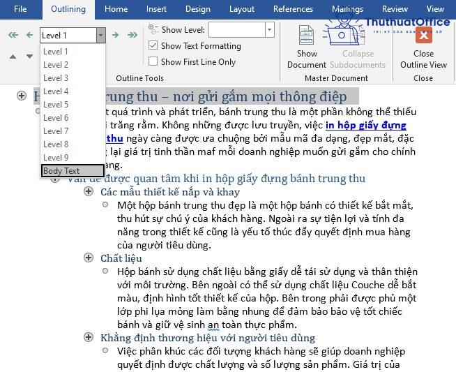 cách tạo Heading trong Word