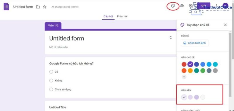 tạo khảo sát với Google Forms