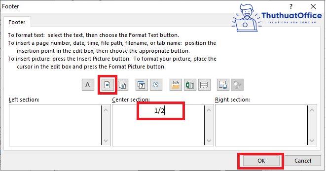 Đánh số trang trong Excel