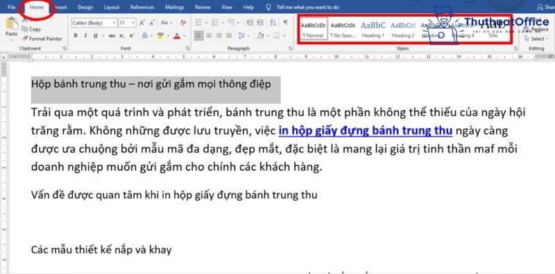 cách tạo Heading trong Word