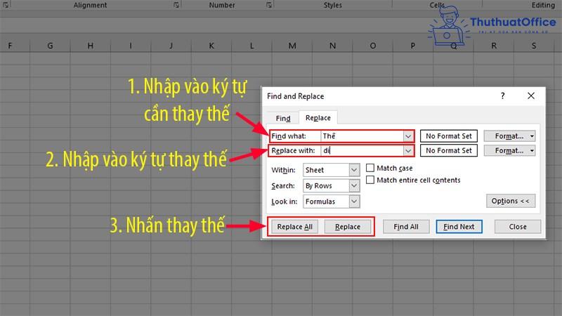 hàm REPLACE trong Excel