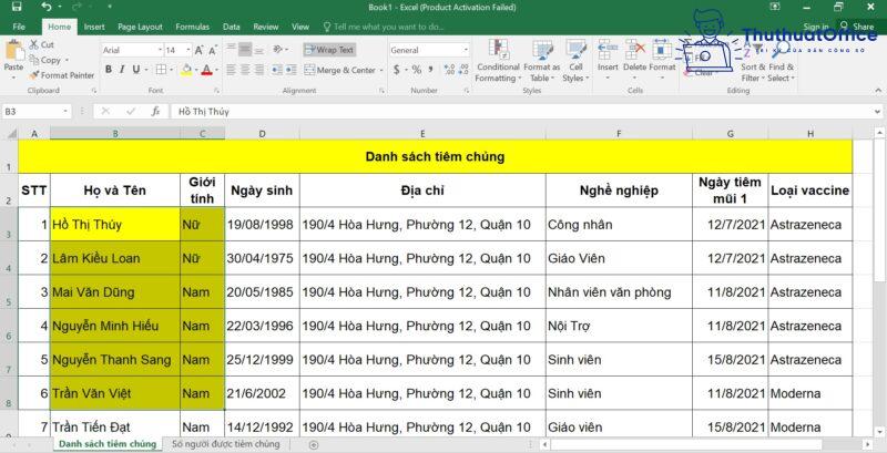 cách SORT trong Excel