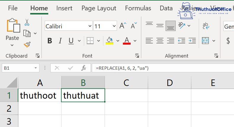 hàm REPLACE trong Excel