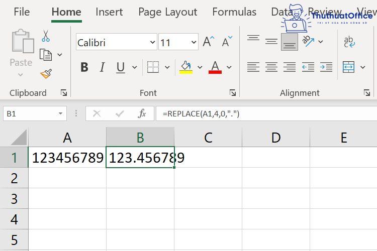 hàm REPLACE trong Excel