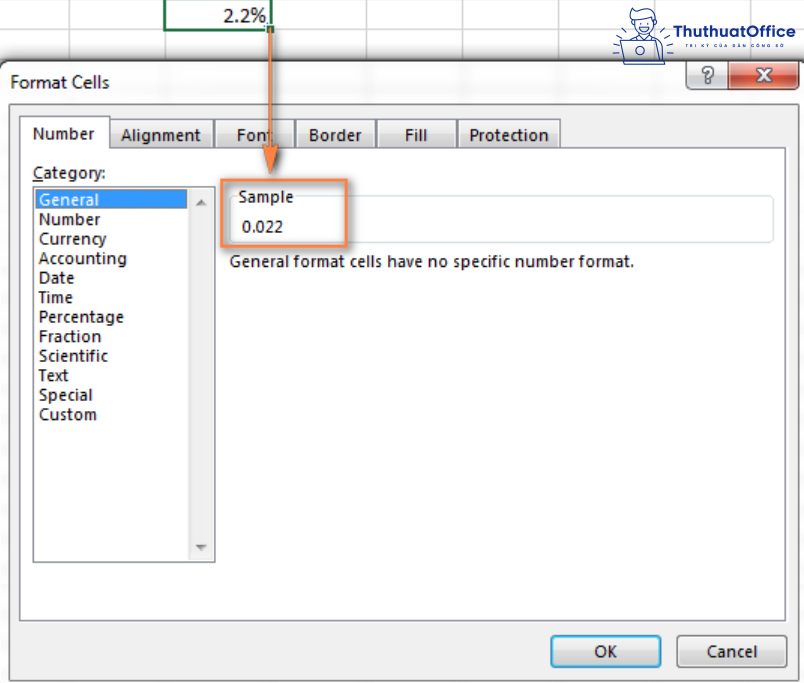 Định dạng phần trăm trong Excel