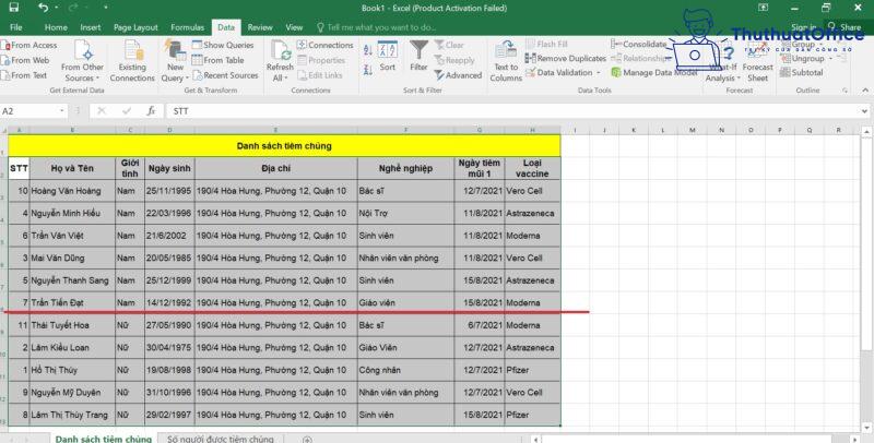 cách SORT trong Excel