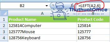 tách chữ trong excel