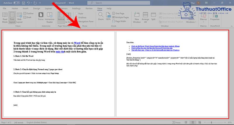 Các cách gộp 2 trang thành 1 trang trong Word 3