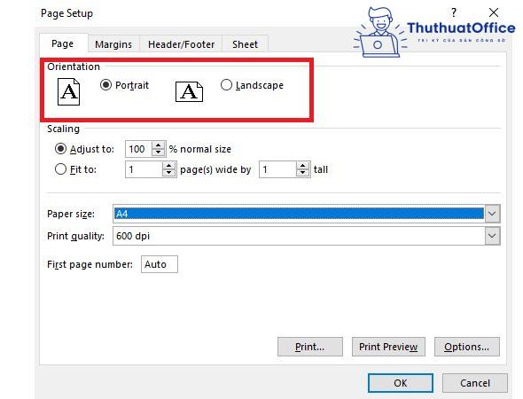 cách in Excel vừa trang giấy A4