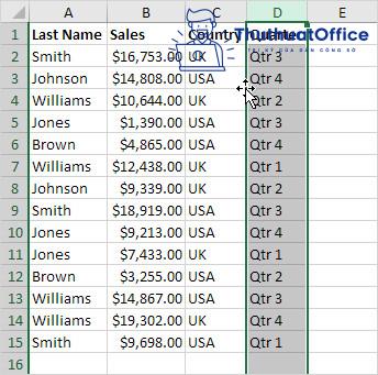 6 cách di chuyển hàng, di chuyển cột trong Excel 5