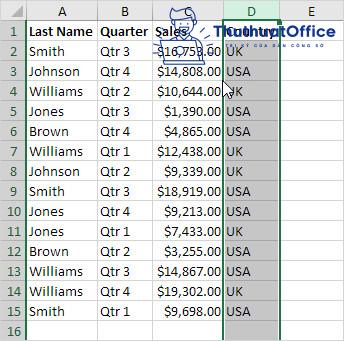 6 cách di chuyển hàng, di chuyển cột trong Excel 6