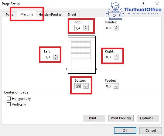 cách in Excel vừa trang giấy A4