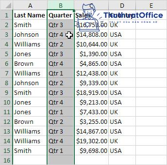 6 cách di chuyển hàng, di chuyển cột trong Excel 8