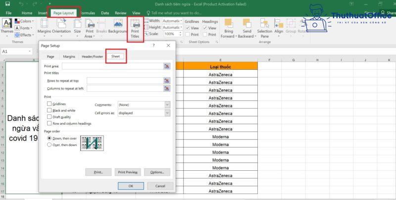 cố định tiêu đề trong Excel