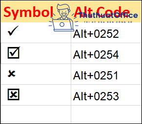 dấu tích trong excel