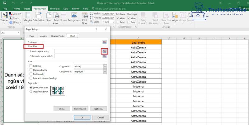 cố định tiêu đề trong Excel