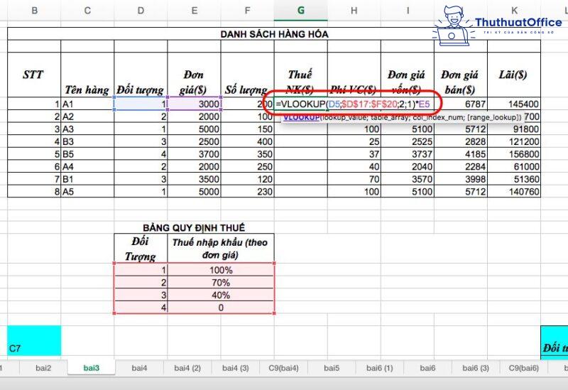 Các hàm cơ bản trong Excel