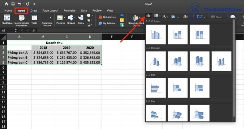 Vẽ biểu đồ trong Excel