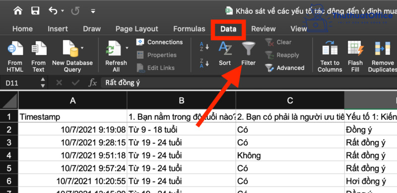 Lọc dữ liệu trong Excel