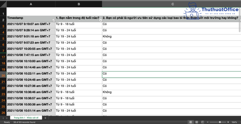 Lọc dữ liệu trong Excel