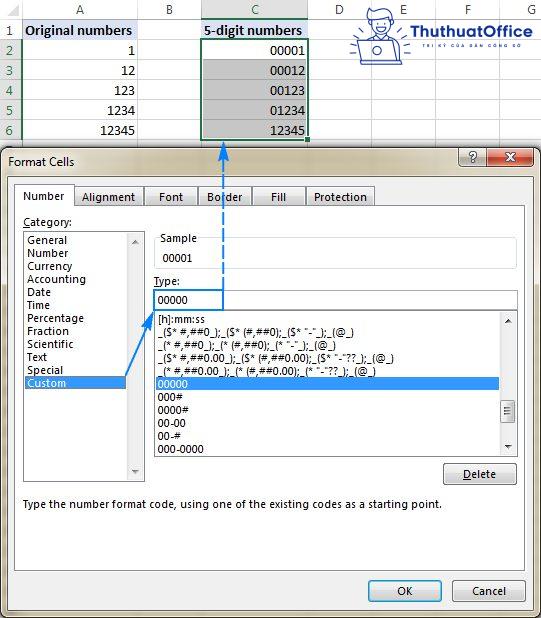 Cách hiện số 0 trong Excel 02