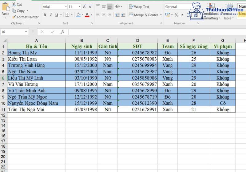 tô màu dòng có điều kiện trong Excel