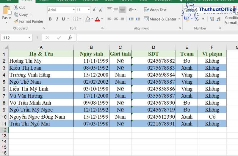 tô màu dòng có điều kiện trong Excel