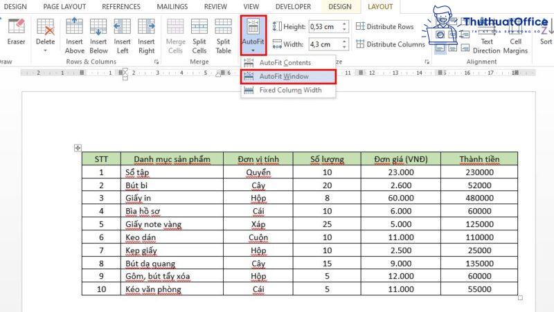 chuyển Excel sang Word