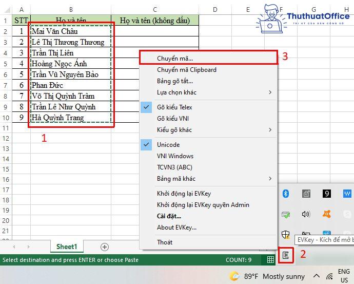 bỏ dấu trong Excel