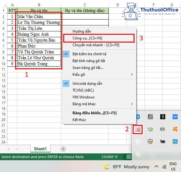 bỏ dấu trong Excel