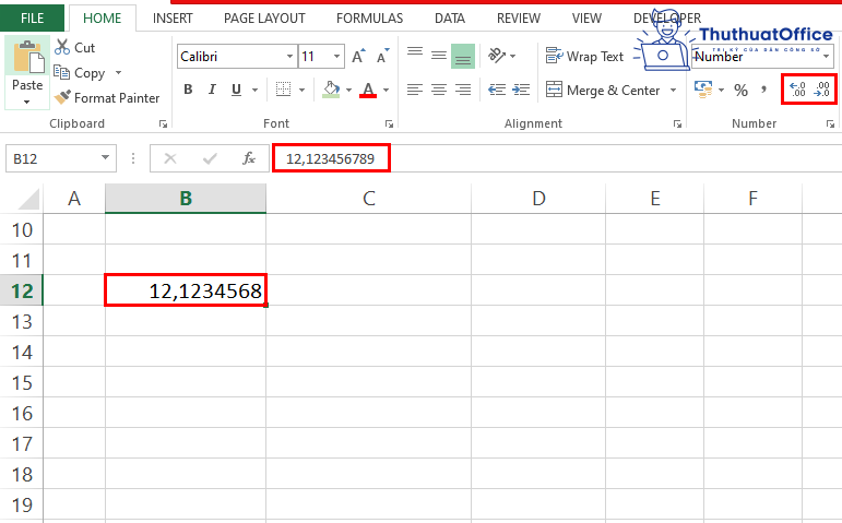 Làm tròn số trong Excel