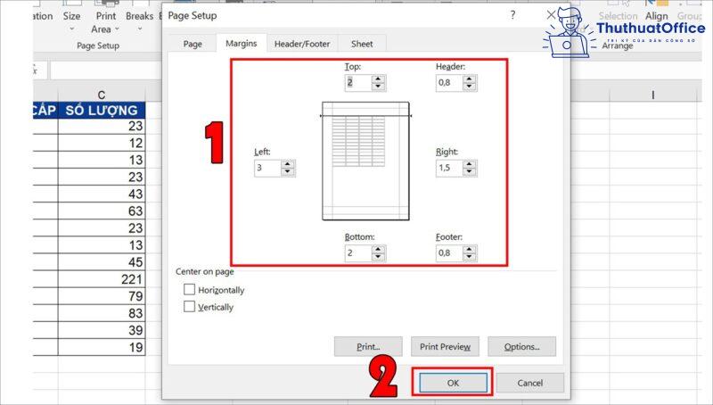 khắc phục in không hết trang trong excel