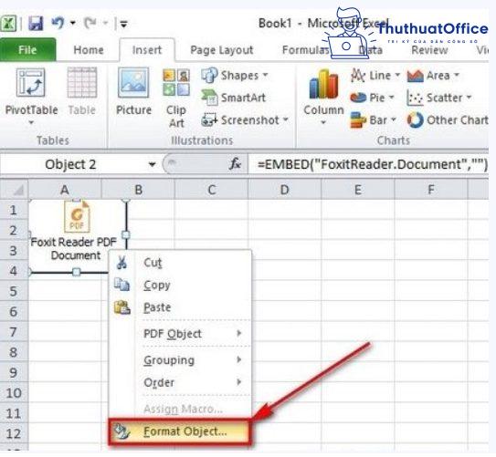 Cách chèn file PDF vào Excel