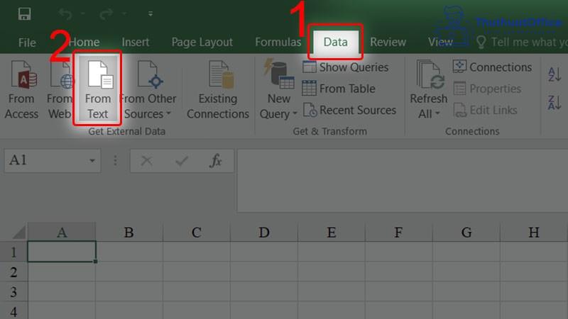 Chọn From Text trong Excel