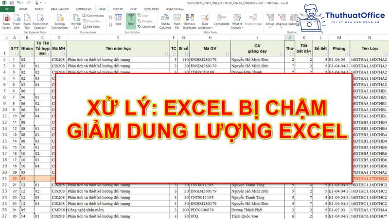 cách giảm dung lượng file excel