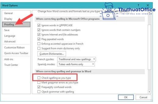 kiểm tra chính tả trong Word 12