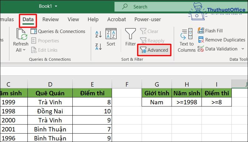 Lọc dữ liệu trong Excel