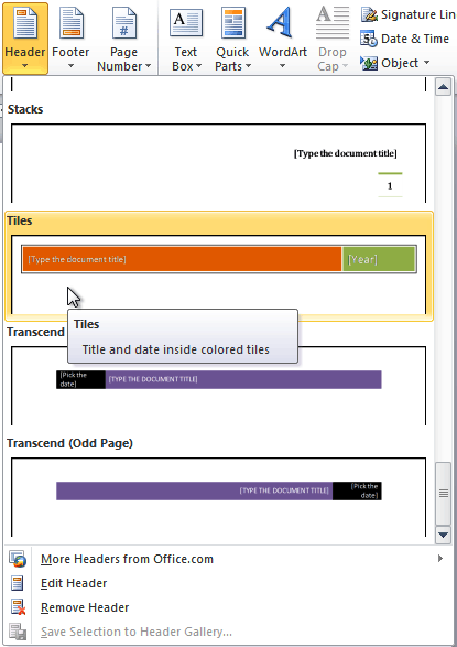 cach tao header and footer trong Word 2010 06