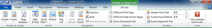 cach tao header and footer trong Word 2010 10